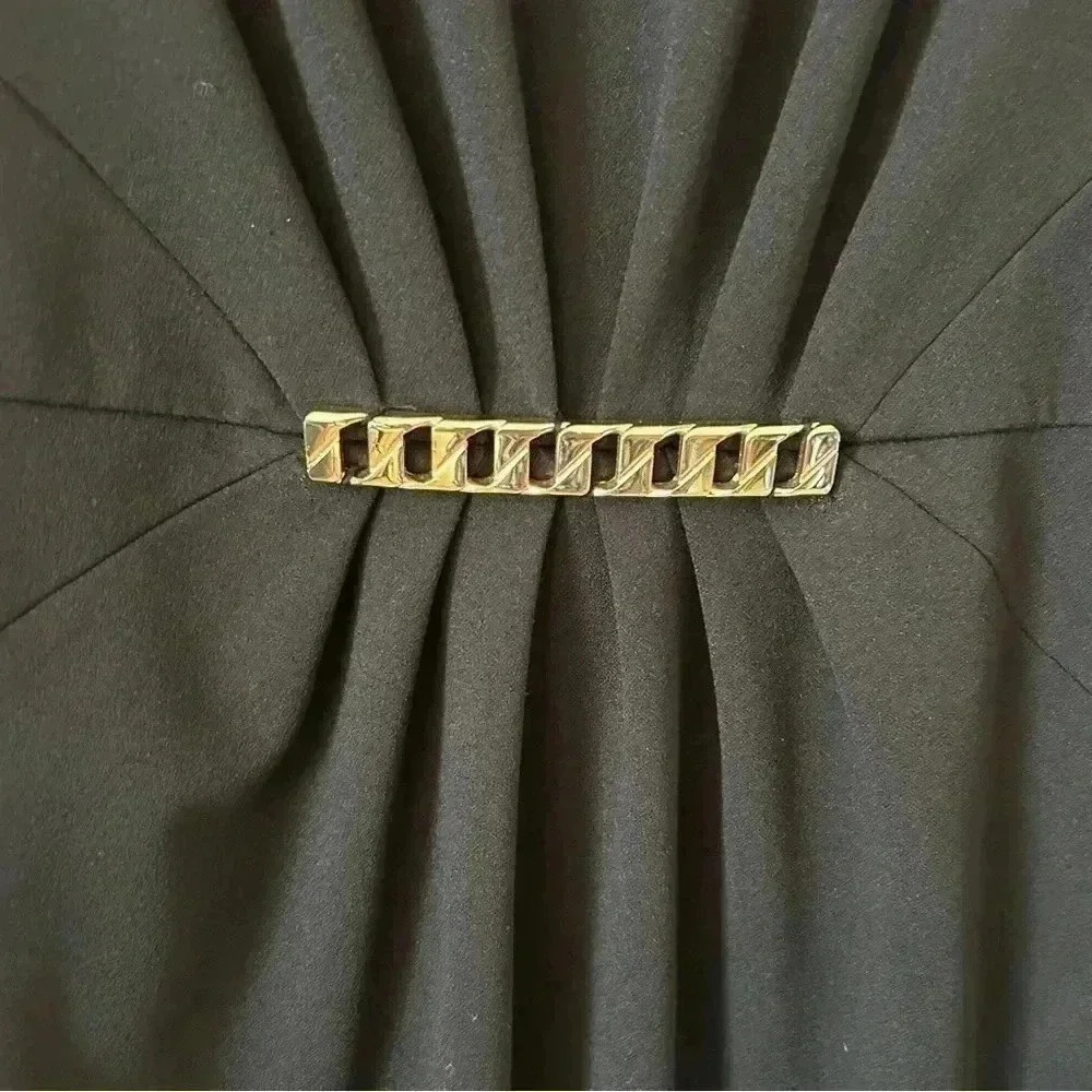 Calvin Klein Black Sheath Dress with Gold Broach - Picture 2 of 7